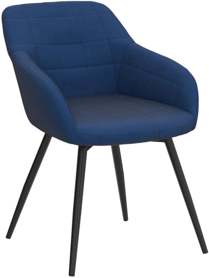 Set di 2 Sedie per Sala da Pranzo Imbottita, Poltroncina in Velluto,Sedia da Cucina con Braccioli e Schienale, Gambe in Metallo, moderne,Blu, BH93bl-2