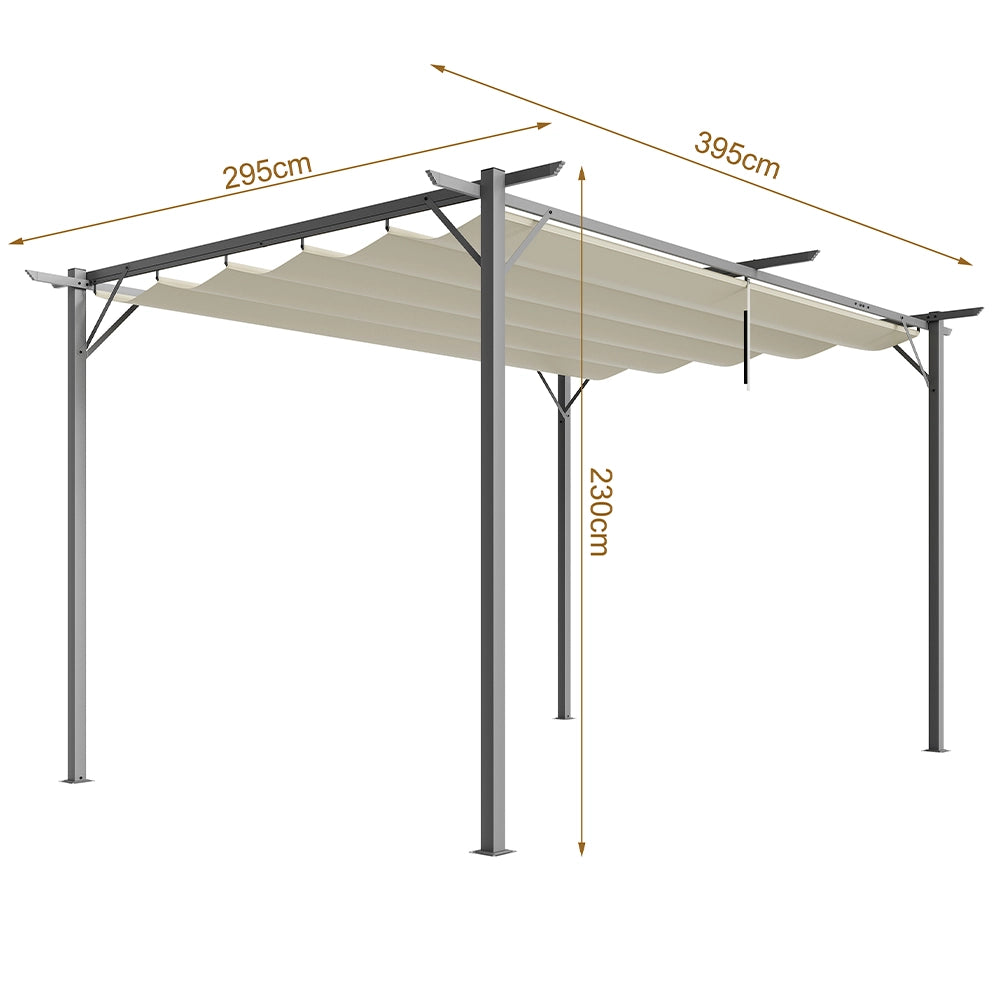 Pergola Gazebo Retrattile da Giardino 3x4 Metri Beige Anti UV e Impermeabile