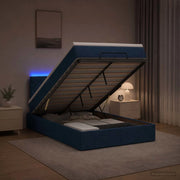 Letto Ottomano con Materasso e LED Blu 120 x 190 cm Tessuto 3456980