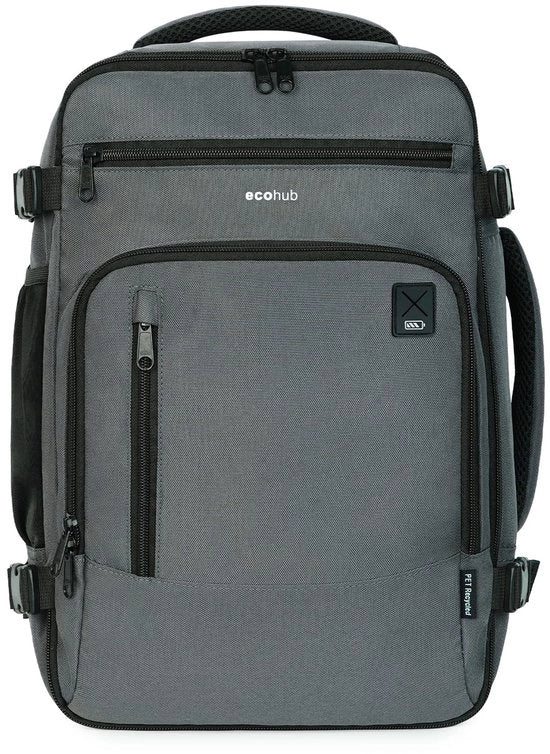 Borsa a Spalla Ecowatt 40x20x25 per Borsa a Mano per Volo Zaino Laptop Daypack Borsa in Materiale Riciclato Amichevole con l'Ambiente Impermeabile 20L per Donne Piccole, Modello Patentato (Grigio)