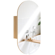 Armadietto bagno con specchio ovale 45x90 cm ¨C zephmum ¨C legno naturale
