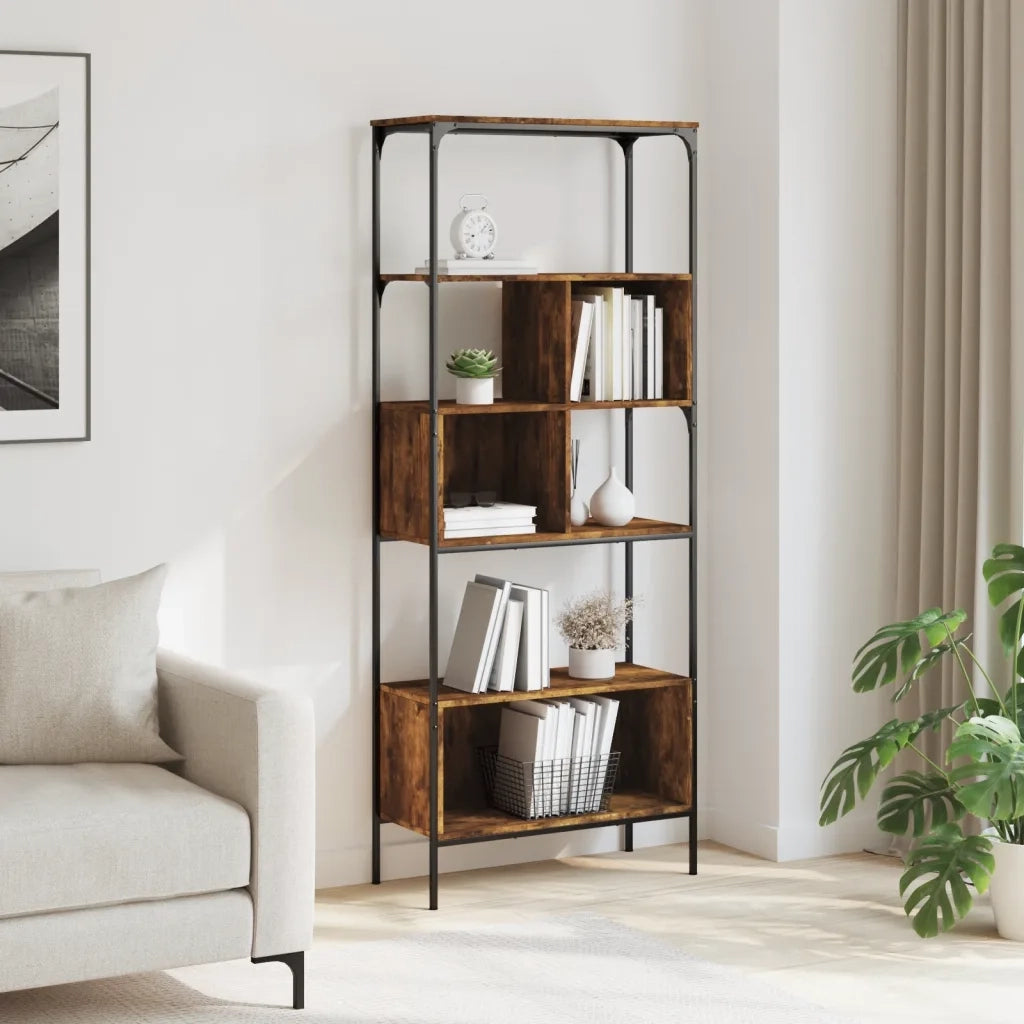 Libreria 5 Ripiani Rovere Fumo 76x33x188,5 cm Legno Multistrato 839005