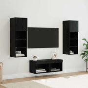 Mobiletti TV da Parete 4 pcs Rovere Nero Legno multistrato 3402919