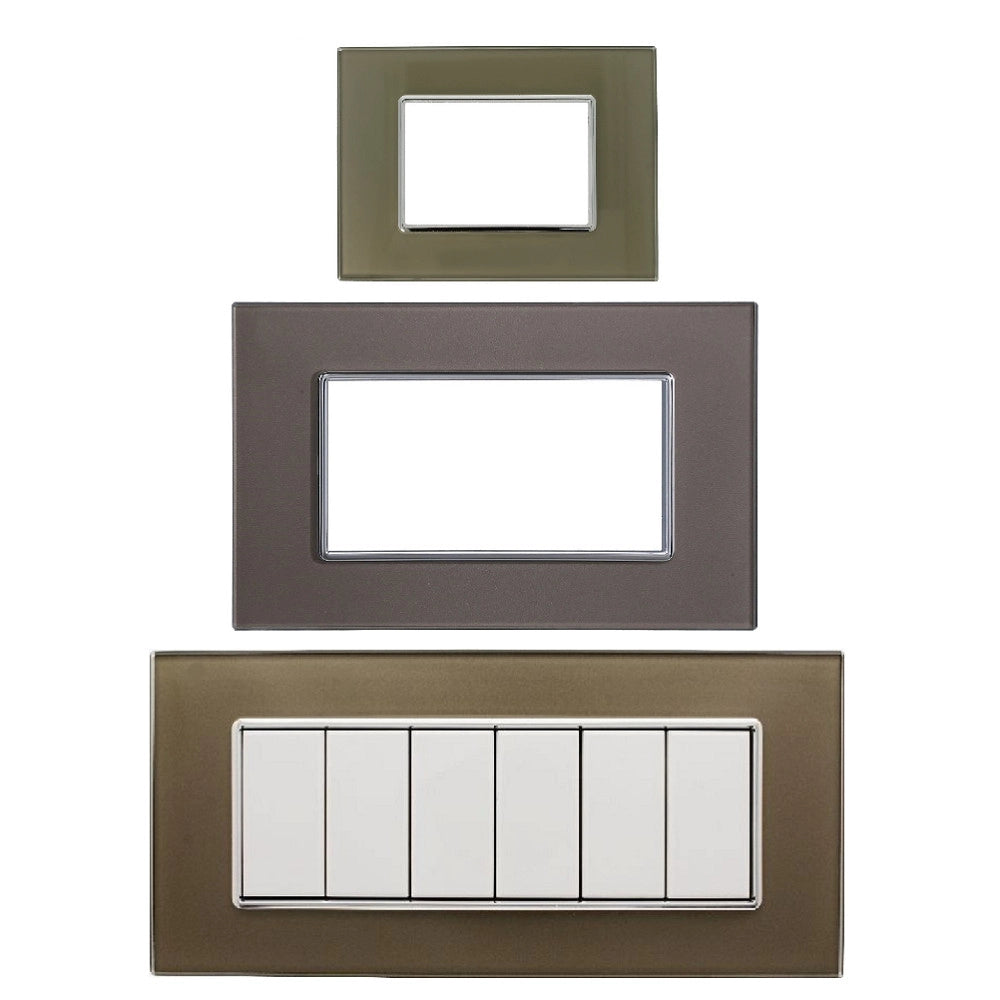 Trade Shop - Placca Cristal 3m 4m 6m Bronzo Effetto Vetro Compatibile Con Bticino Axolute -