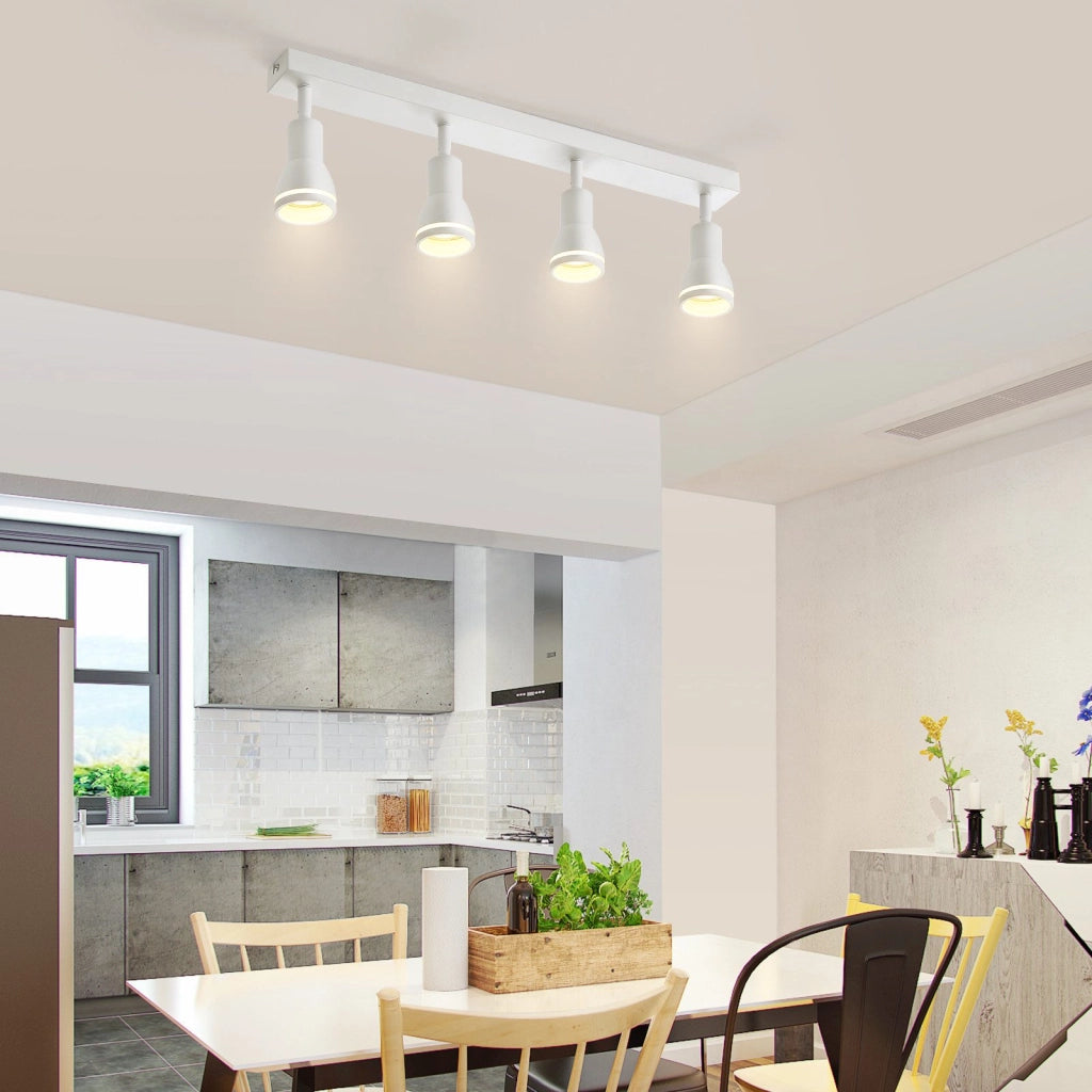 ZMH Faretto da soffitto bianchi 4 luci GU10 metallo orientabili per cucina ufficio soggiorno senza lampadina