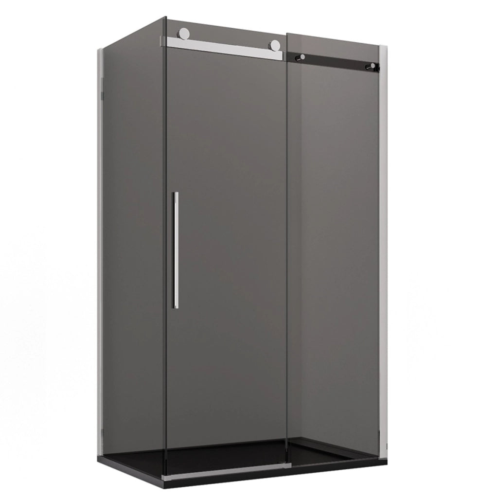 Box doccia due lati fume porta scorrevole senza profili h195 8mm anticalcare euclide, misura 80x110