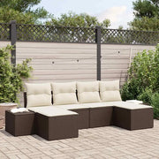 Set Divano da Giardino con cuscino 6 pcs Marrone polyrattan