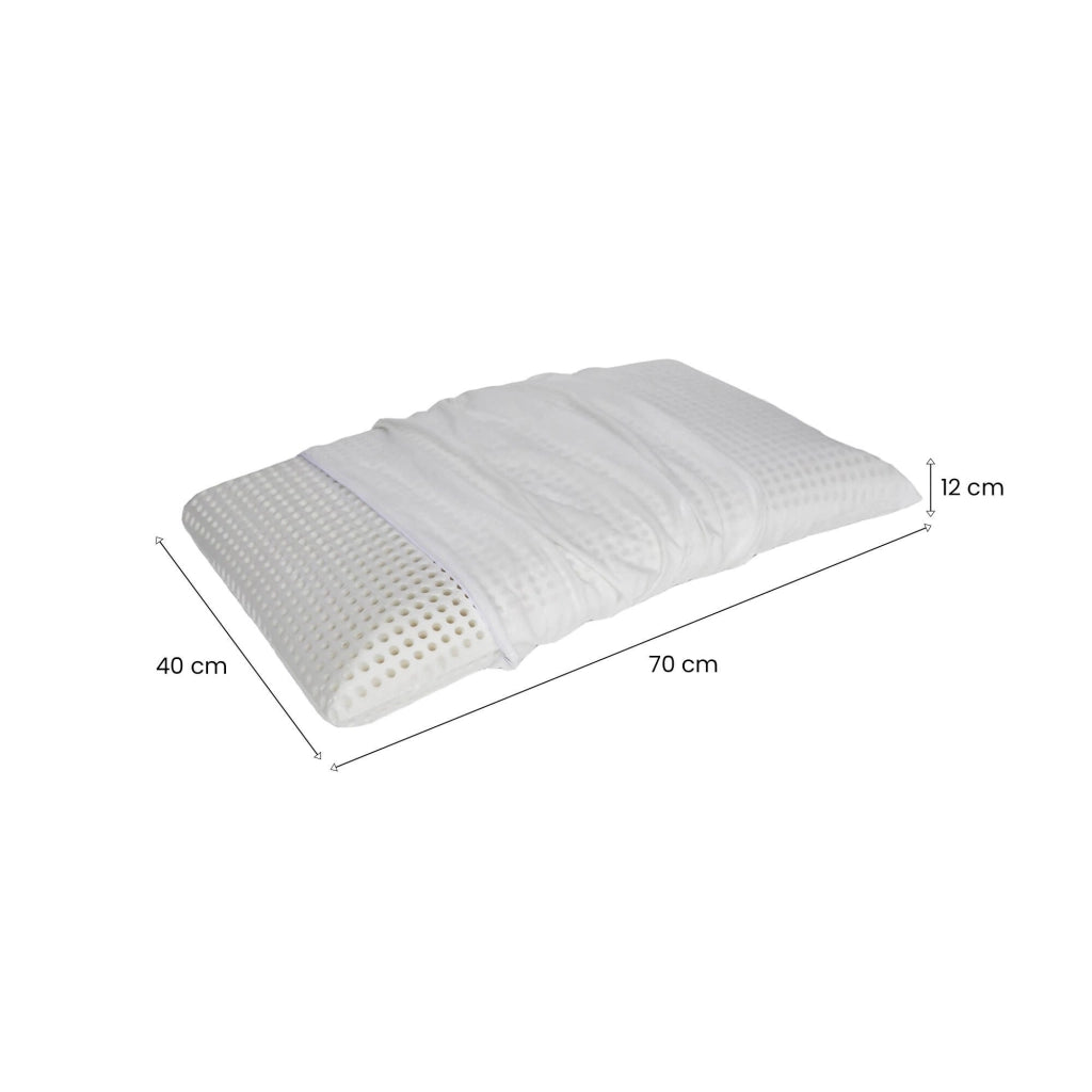 Talamo Italia Set di 2 Cuscini per Timo, 100% Made in Italy, Guanciale sfoderabile a "saponetta" in Memory Foam forato, Anallergico e Traspirante, 70x40xh12 cm