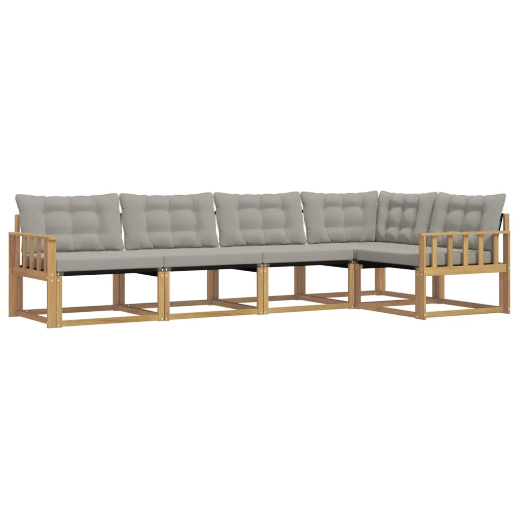 Set di divani da esterno 5 pcs Bianco e Grigio Chiaro