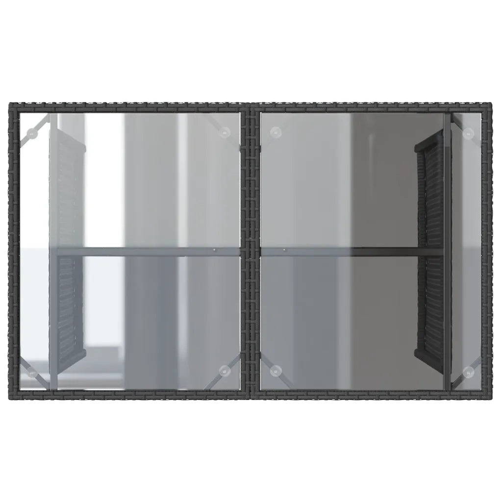 Set da Pranzo da Giardino 2 pz con Cuscini Nero in Polyrattan