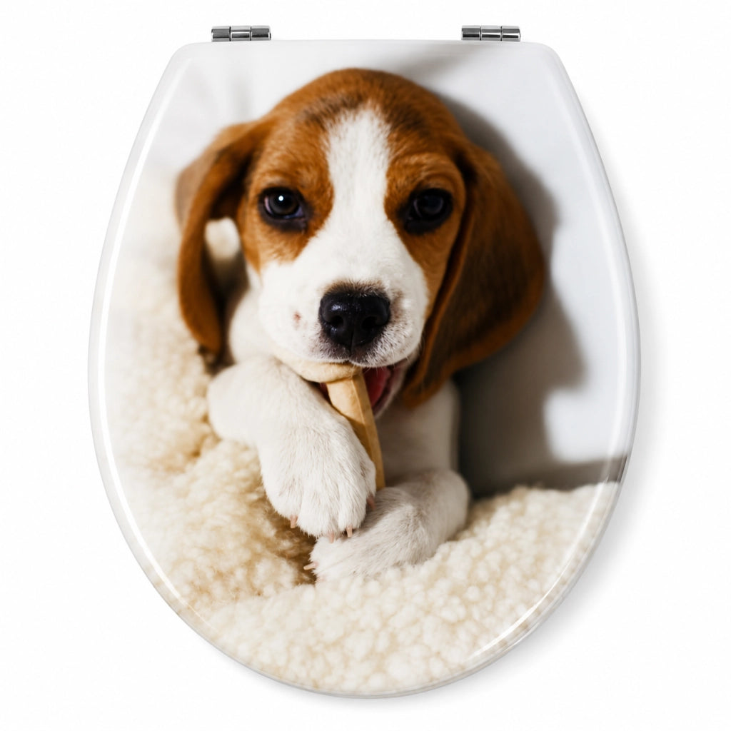 Sedile Copriwater Universale Con Stampa Beagle MDF Con Cerniere In Acciaio 52901