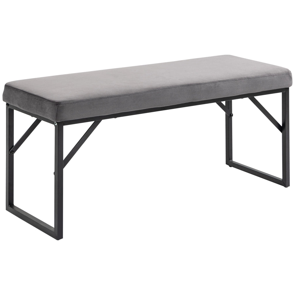 Panca imbottita in velluto, panca da ingresso e camera da letto, grigio scuro, 100x35x47 cm