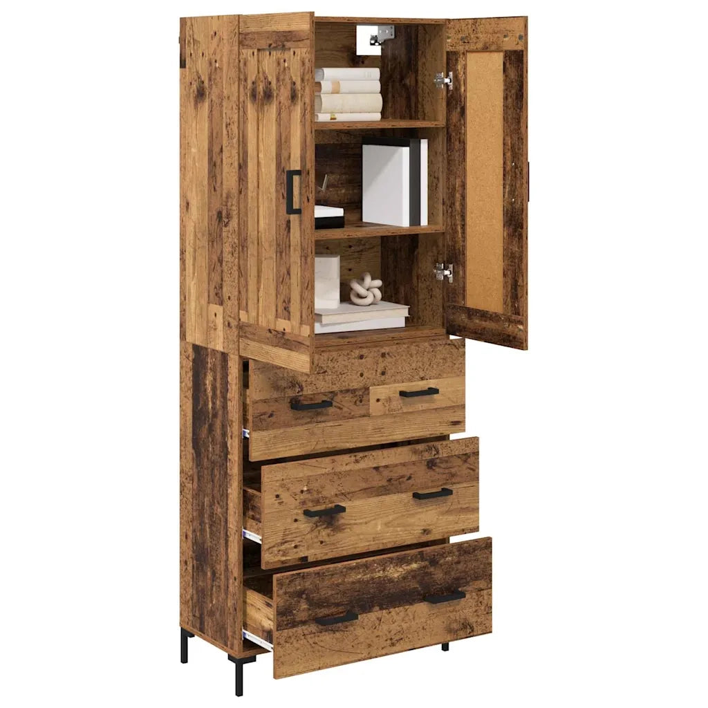 Credenza con cassetto 2 pz | Madia | Buffet da pranzo | Armadio da pranzo Legno vecchio Legno multistrato