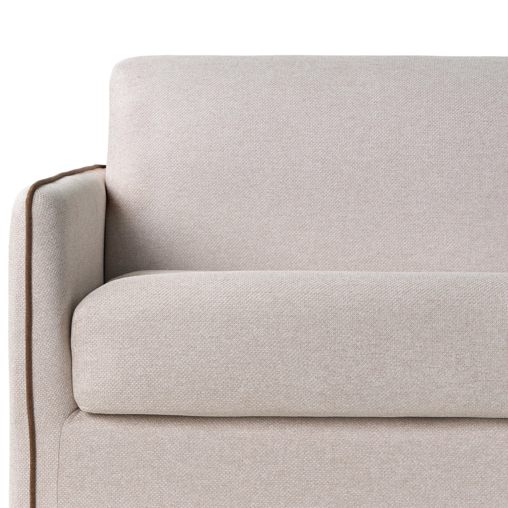 Divano letto in tessuto beige chiaro imbottito a 2 posti trasformabile con gambe in plastica Soggiorno moderno minimalista