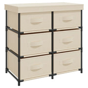 Mobile contenitore dal design moderno con 6 cassetti 55 x 29 x 55 cm acciaio color crema 02_0046937