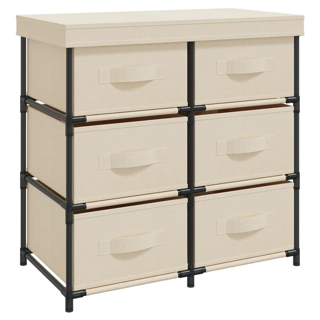 Mobile contenitore dal design moderno con 6 cassetti 55 x 29 x 55 cm acciaio color crema 02_0046937