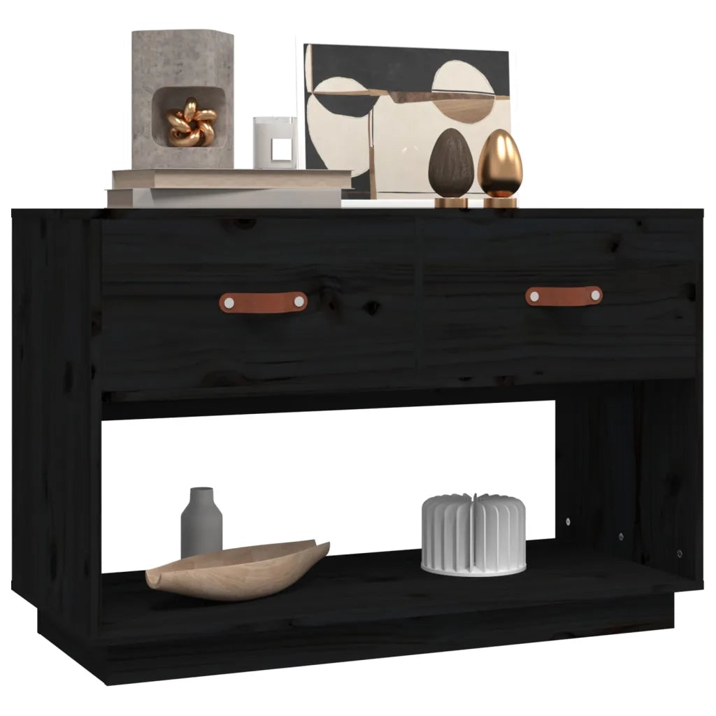 Mobile Porta TV Nero 90x40x60 cm in Legno Massello di Pino 821526