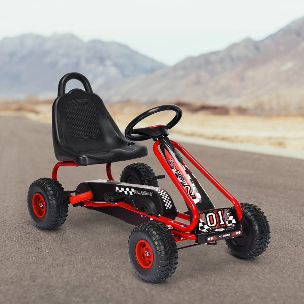 Go kart giocattolo con sedile regolabile e freno a mano stabile, Go kart a pedali robusti sicuri per bambini Rosso-Go Kart