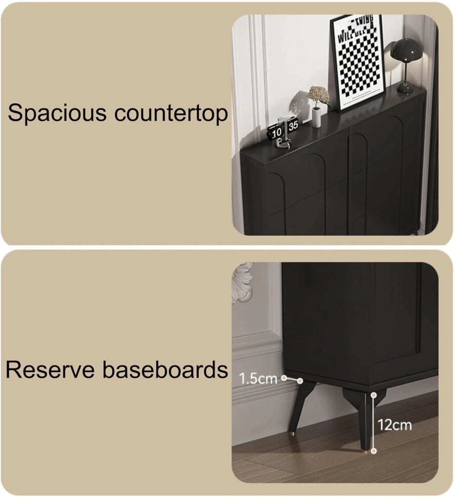 scarpiera Scarpiera con Ante - Organizzatore Sottile e Indipendente, Ideale per Ingresso, corridoio, Armadio e Soggiorno - 3 Scomparti ribaltabili - Dimensioni 80 cm (31,5 Pollici)