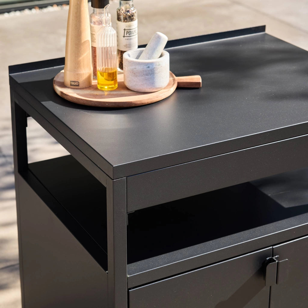 Cucina esterna in acciaio con 2 ante, 80cm, nero