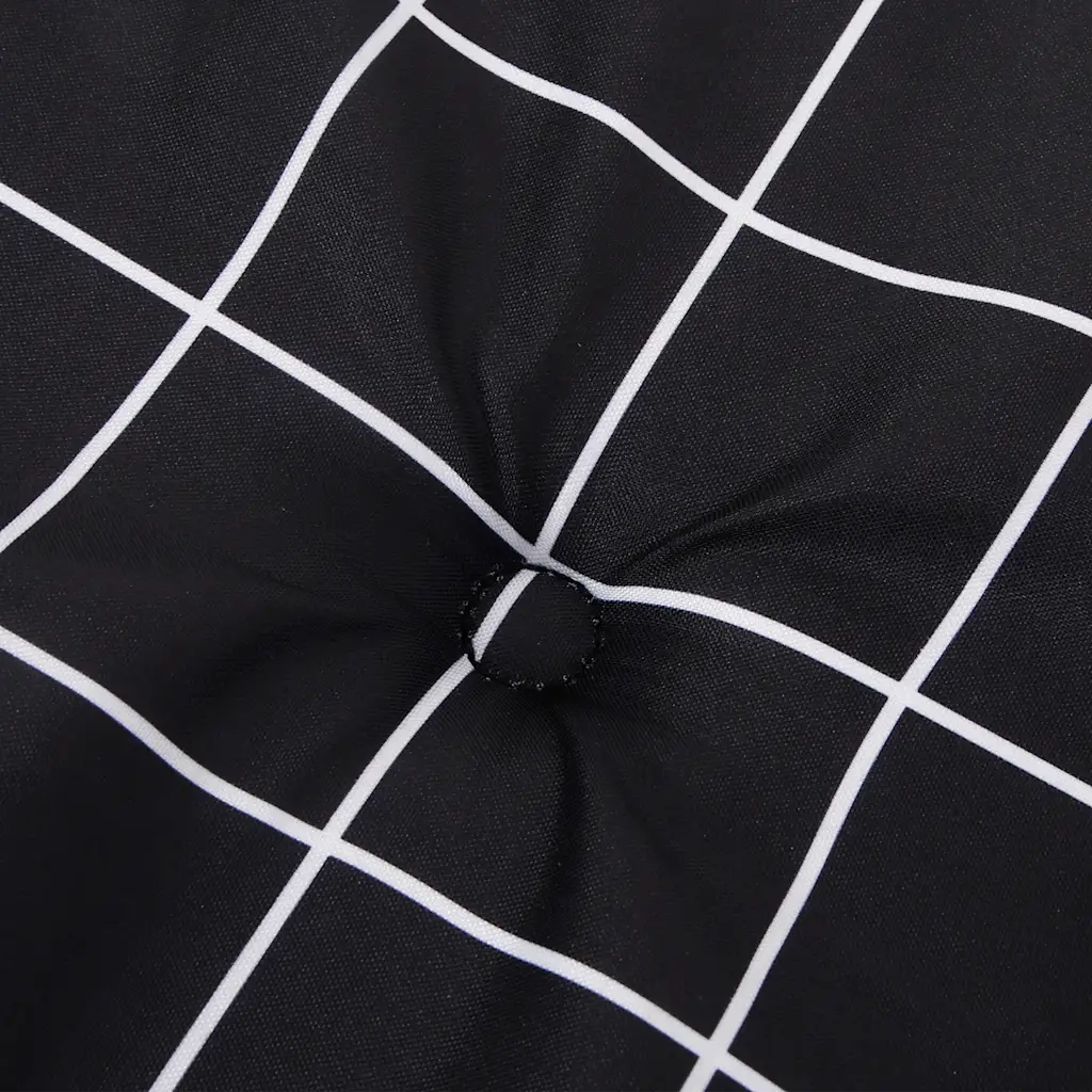 Cuscino per Sedia Sdraio Motivo a Quadri Nero in Tessuto Oxford