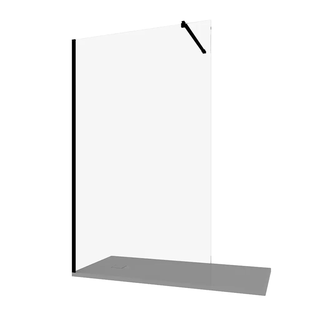 Doccia walk-in 80cm vetro temperato anticalcare 10mm trasparente profili neri | Naxos