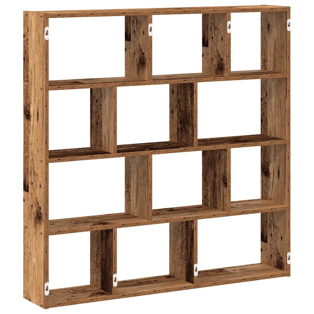 Mensola a Muro a Cubo 12 Scomparti in Truciolato Legno Antico 860011