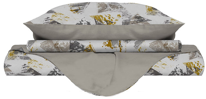 Copripiumino Singolo con Federe Stampato in Microfibra Urban Giallo