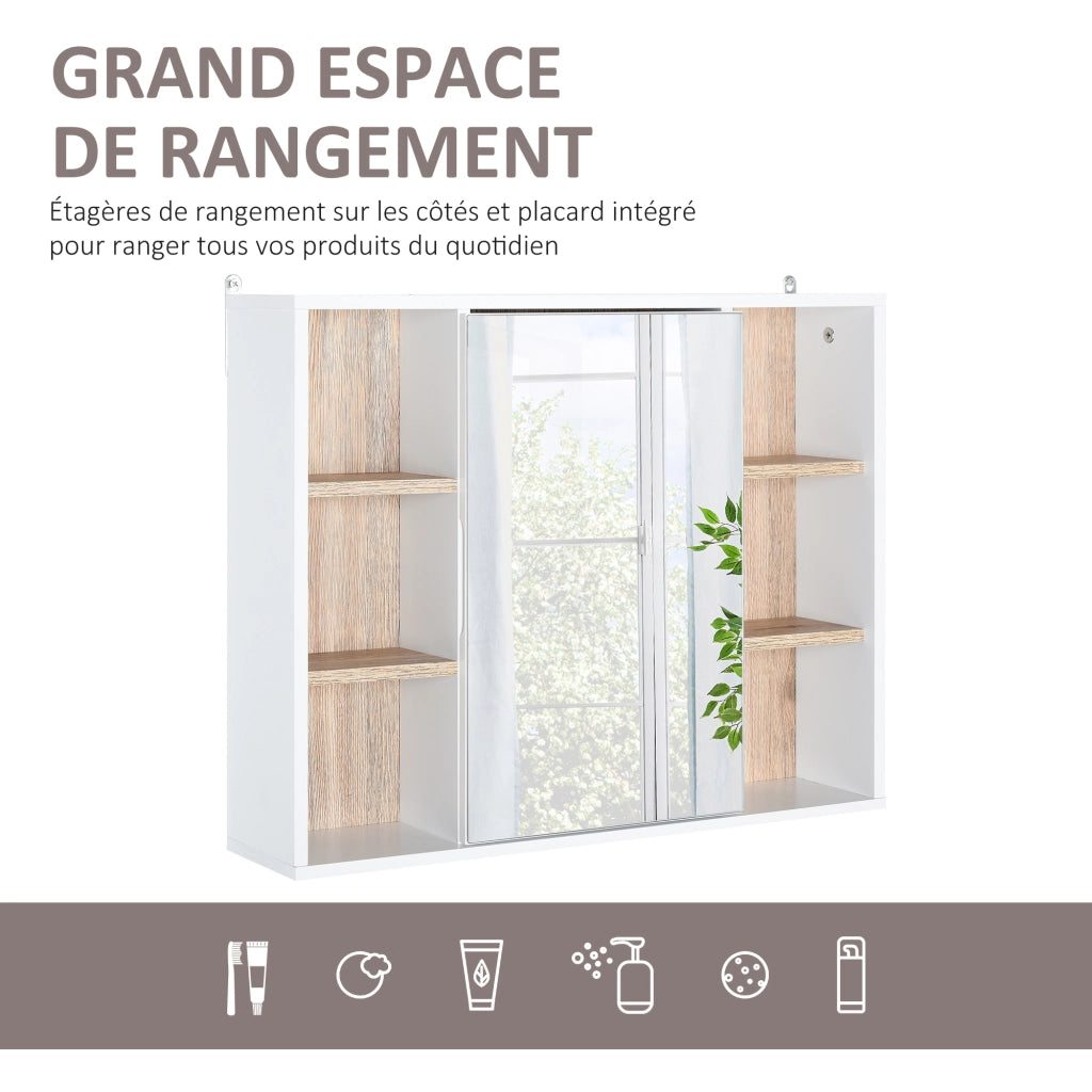 Armadietto Bagno con Specchio e Ripiani ¨C Minimal ¨C Bianco 60x14.5x49.4 cm