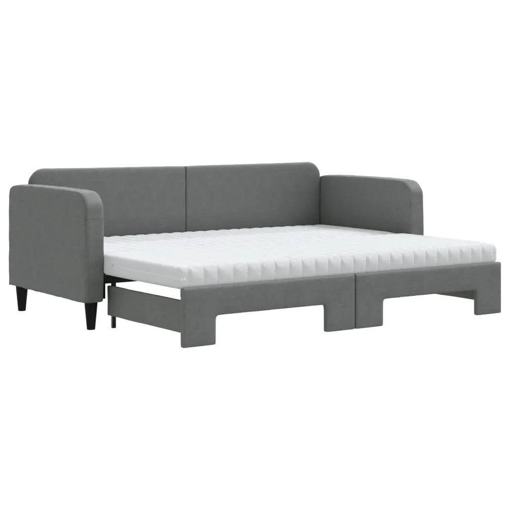 Divano Letto Estraibile Materassi Grigio Scuro 80x200cm Tessuto