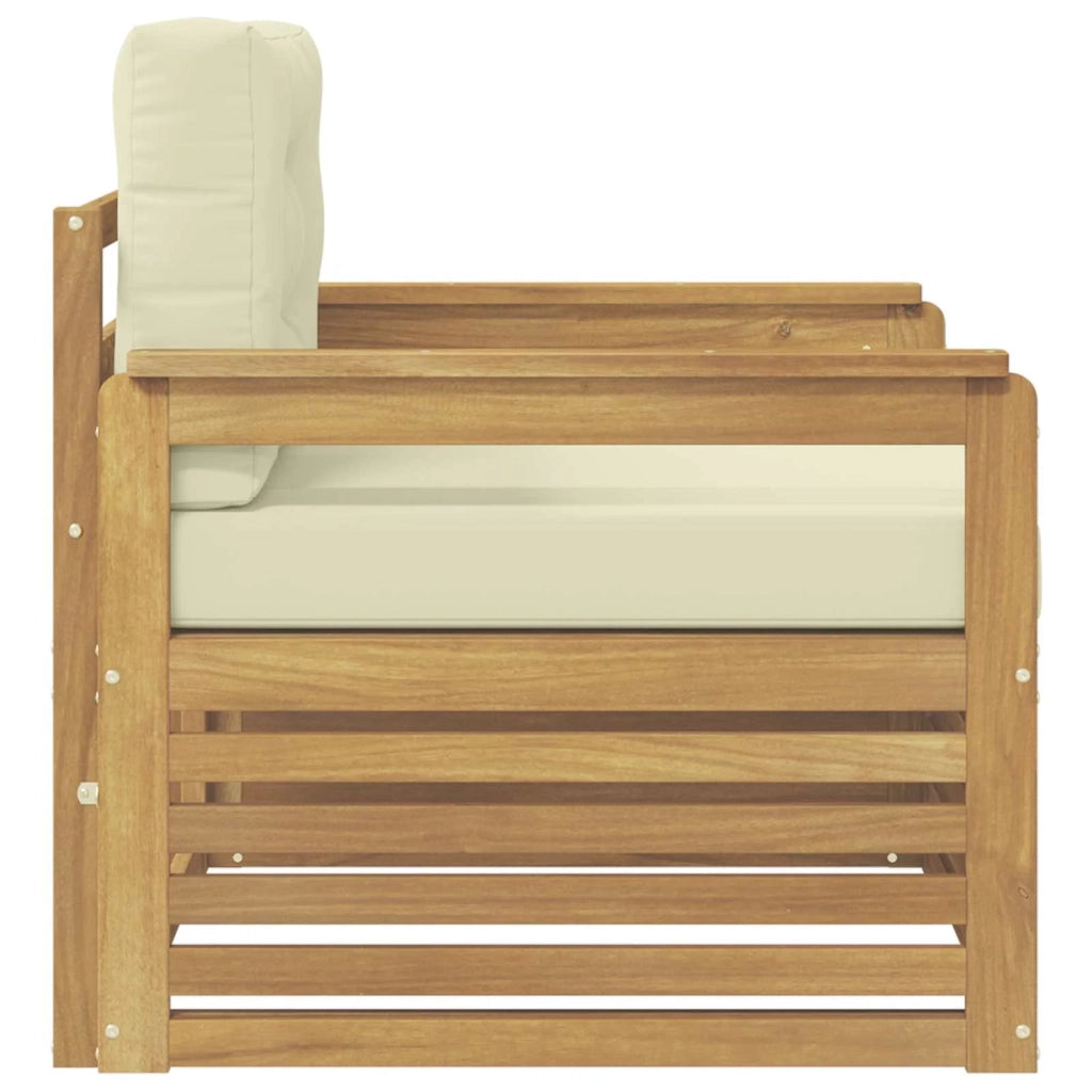 Divano da esterno-Divano da Giardino Poliestere Bianco e crema 333733