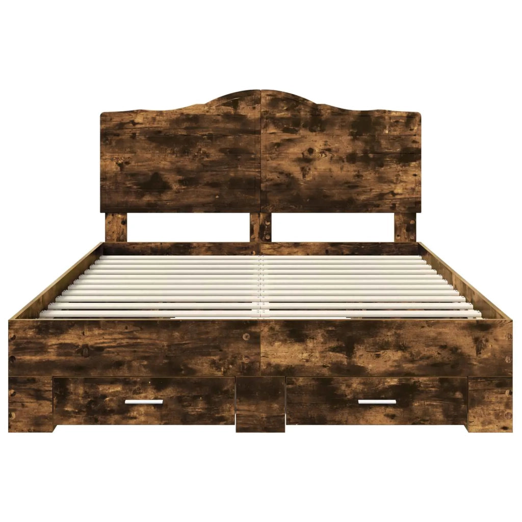 Struttura del letto Rovere fumé 140 x 190 cm Legno multistrato