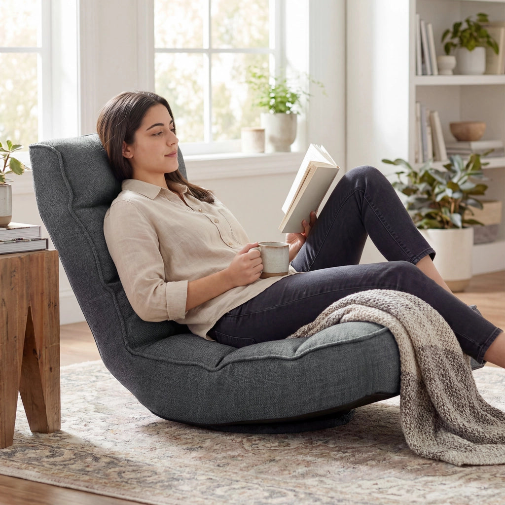 Sedia Pieghevole con Schienale Regolabile e Rotazione 360¡ã ¨C Zephmum ¨C Grigio 58x107x79 cm