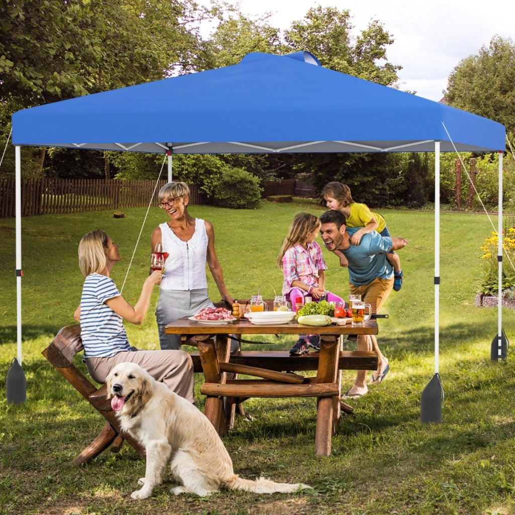 Rifugio da patio pieghevole per eventi commerciali, Tenda a cielo apribile 3 x 3 M con borsa con ruote Blu-Gazebo