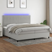 Letto a Molle Materasso e LED Grigio Chiaro 200x200 cm Tessuto 3135061