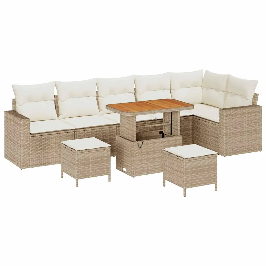 Set Divano da Giardino 11 pcs Beige e Crema polyrattan 3363586