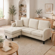 Divano angolare modulare 3 posti con chaise longue beige chiaro