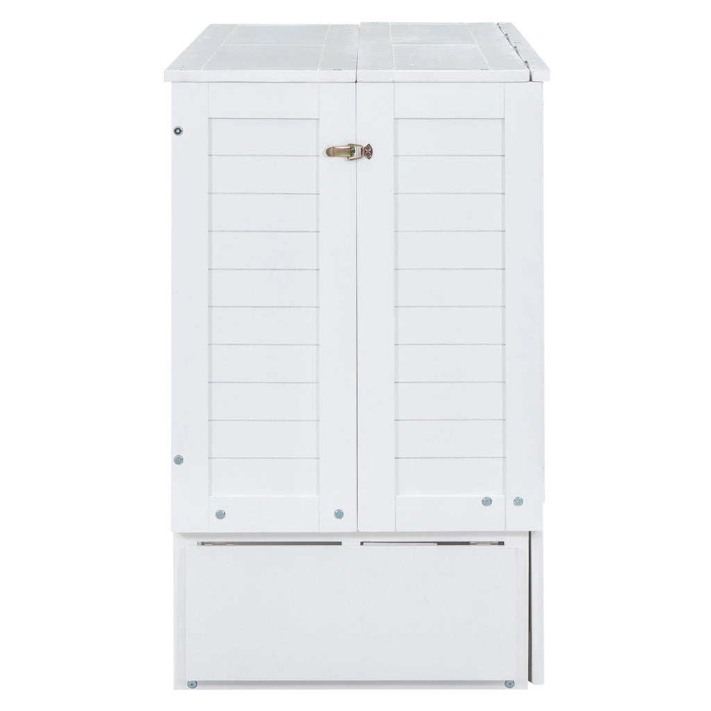 LETTO A SCOMPARSA 140x200 cm Bianco in pino e MDF con cassetto e ripiani