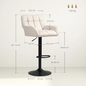 SGABELLO ALTO Set da 2 pezzi regolabile 64-85 cm ecopelle crema