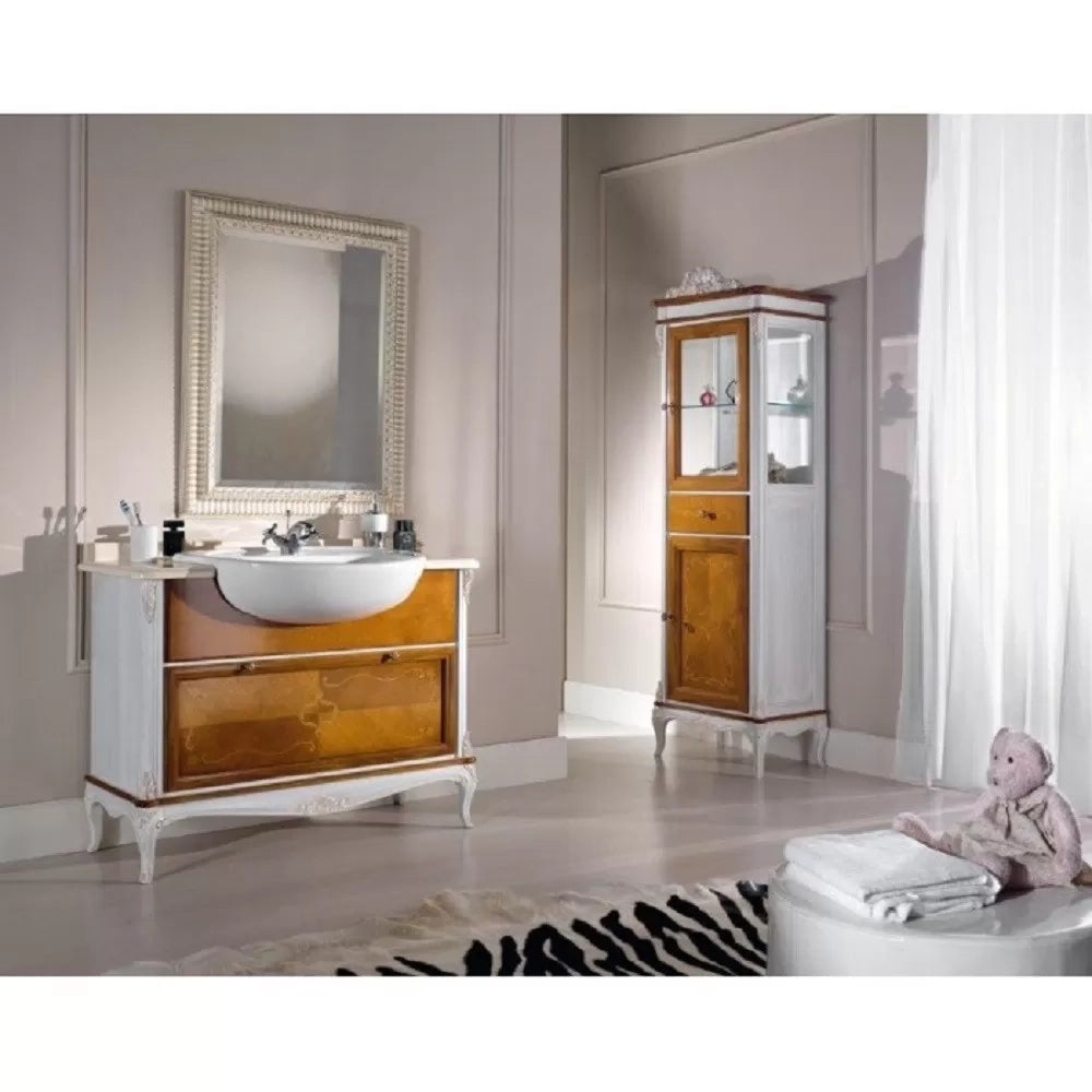 Vetrina classica provenzale in legno 2 porte 1 cassetto l.61 p.41 h.190 - Mobili 2G