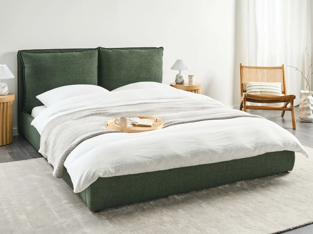 Letto matrimoniale ad acqua tessuto verde scuro 160 x 200 cm camera da letto moderna