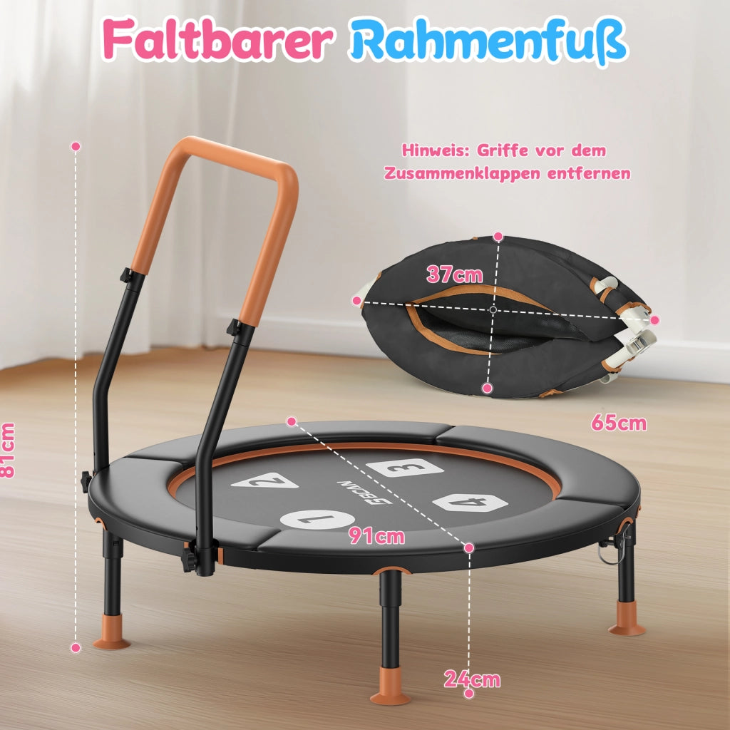 Trampolino per Bambini Folding ¨C zephmum ¨C 91 cm, Verde, Sicurezza, per Interno/Giardino