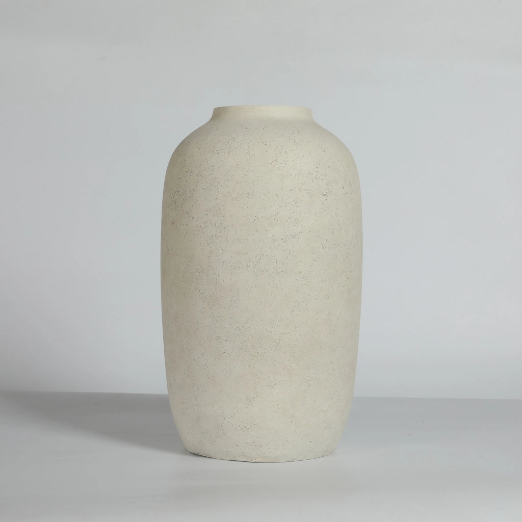 Vaso Rotondo da Giardino Esterno Interno Fatto a Mano ¨C MINIMAL ¨C Cemento Bianco 30x51 cm
