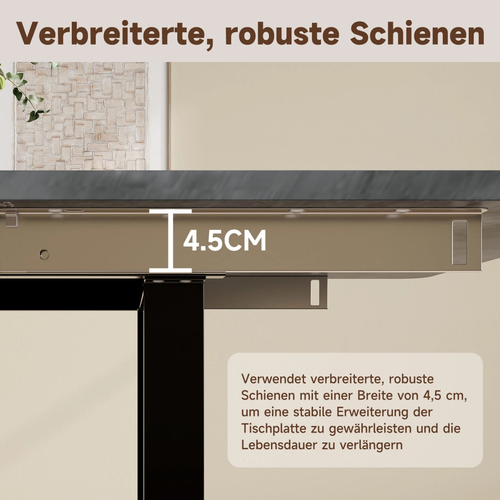 Tavolo da pranzo allungabile a 3 livelli con struttura stabile e piano in MDF, per sala da pranzo e cucina, grigio