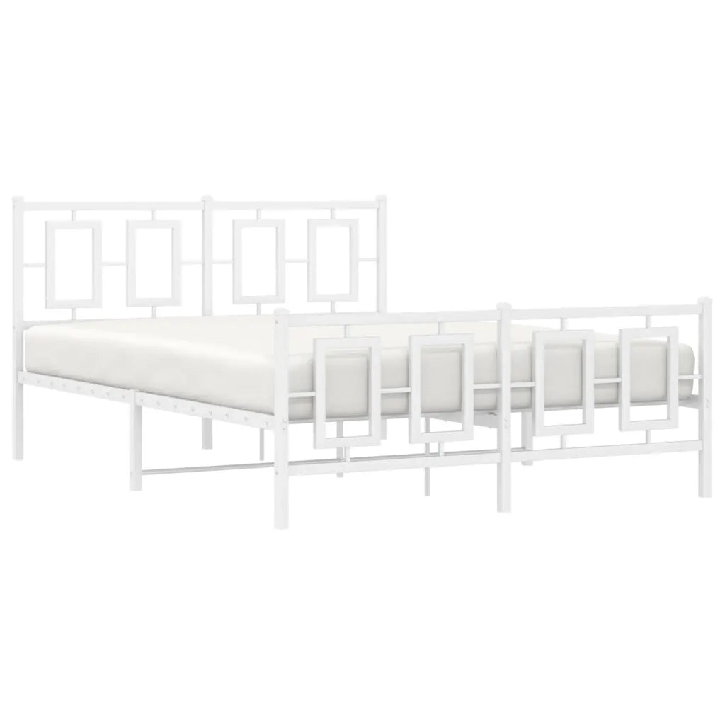 Giroletto con Testiera e Pediera Metallo Bianco 135x190 cm 374307