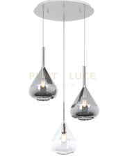 SOSPENSIONE BIANCO 3 LUCI TONDA VETRI TR + 2X FU 1177BI-S3 T-TF