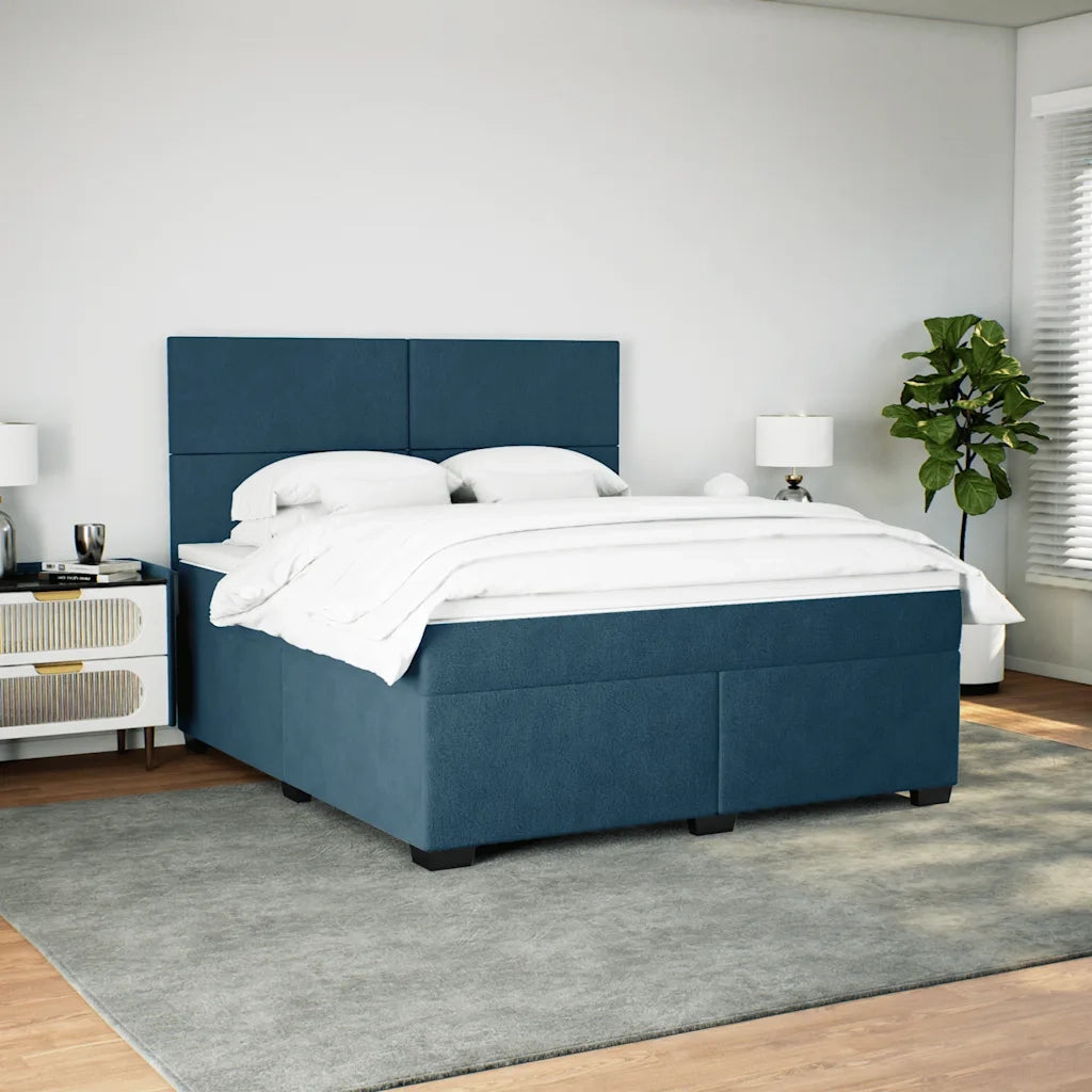 Giroletto a Molle con Materasso Blu 180x200 cm in Velluto