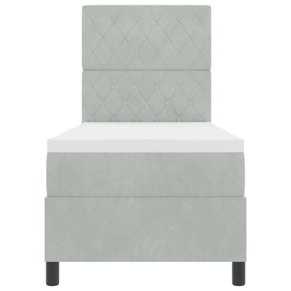 letto a molle con materasso  grigio chiaro 80x200 cm velluto