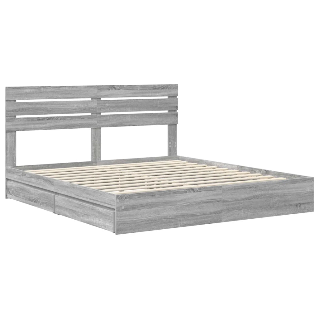 Letto con Contenitore con testiera Grigio Sonoma 180 x 200 cm 3411553