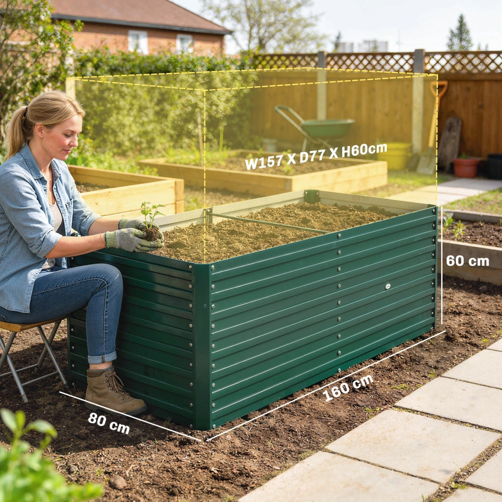 Fioriera Rialzata Rettangolare per Giardino ¨C Zephmum ¨C Verde 160x80x60cm